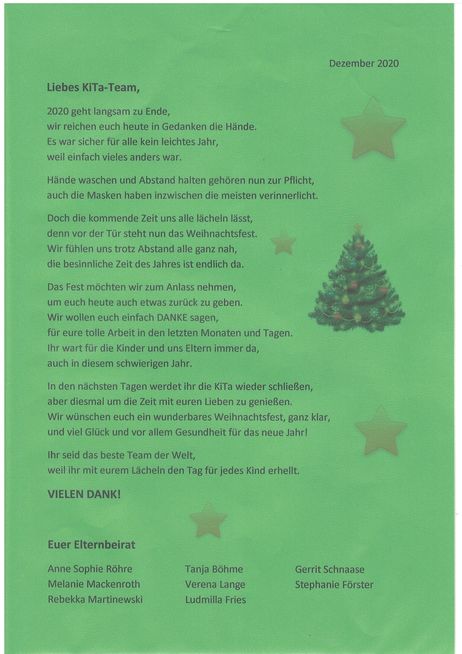 Von den Eltern für unser Kita-Team